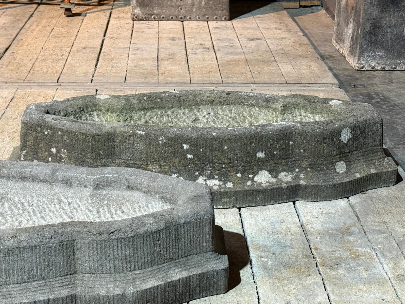 Pair of blue stone garden planter 