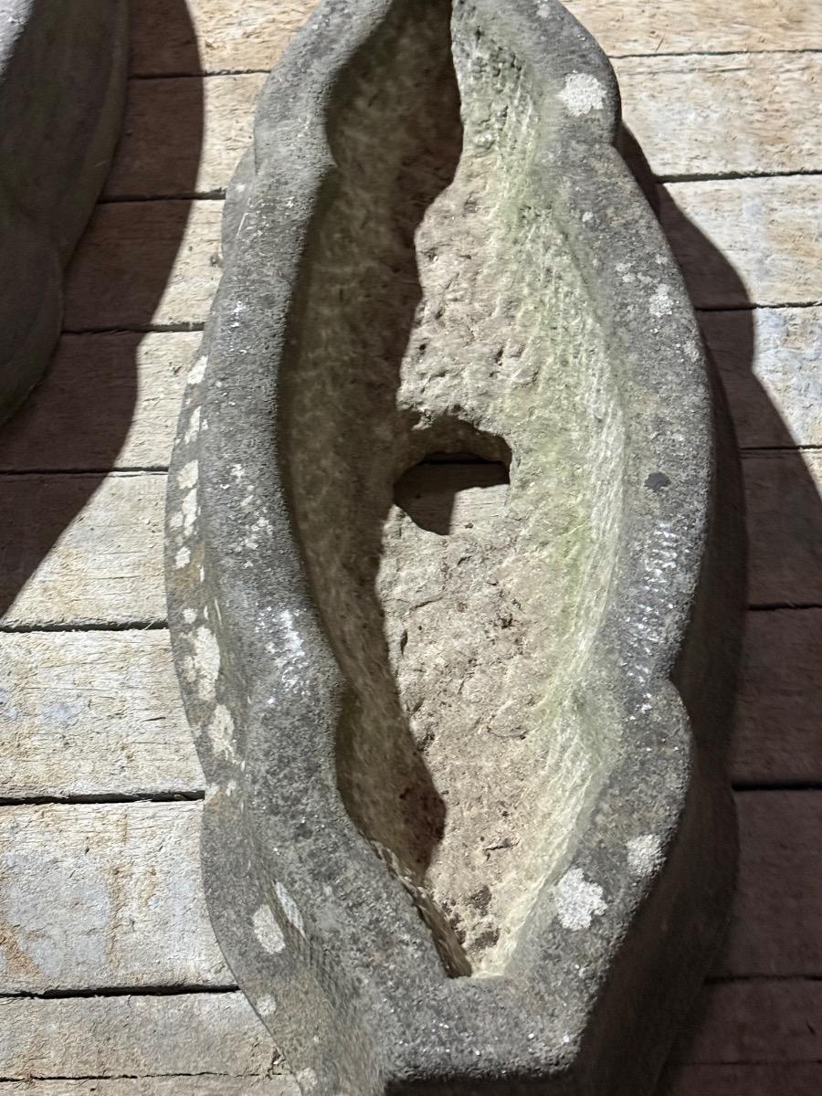 Pair of blue stone garden planter 