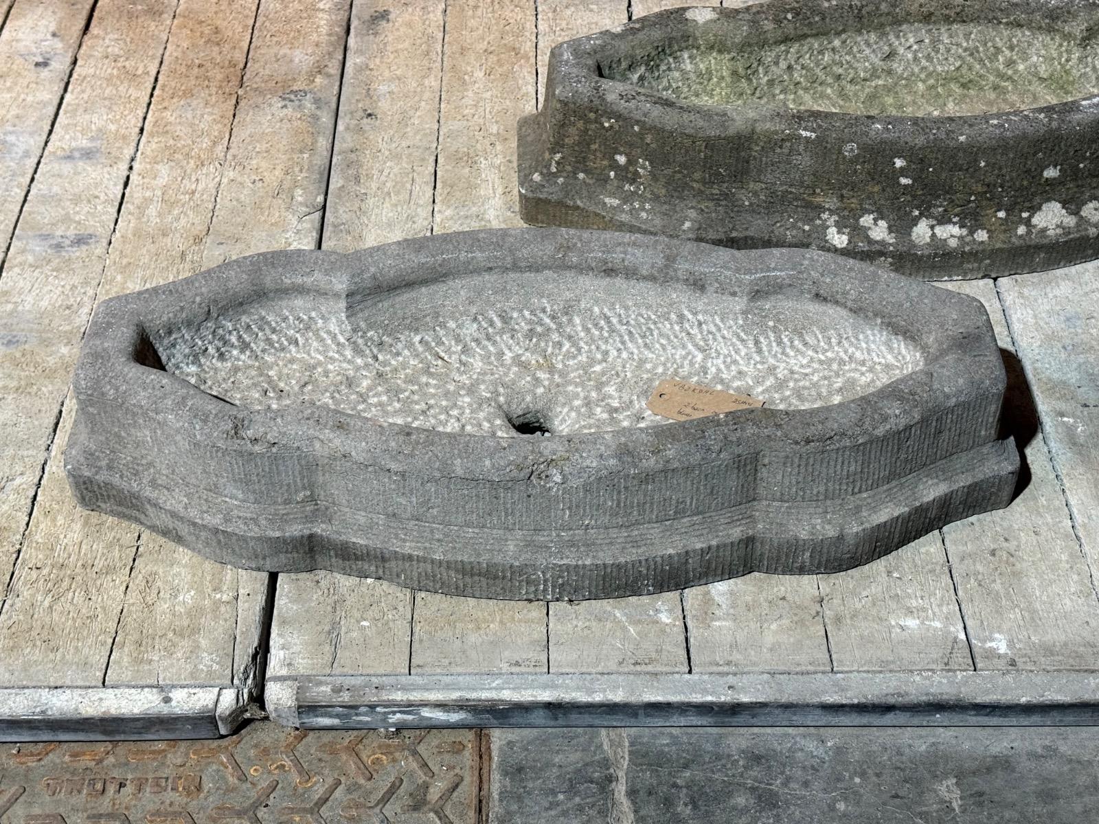 Pair of blue stone garden planter 