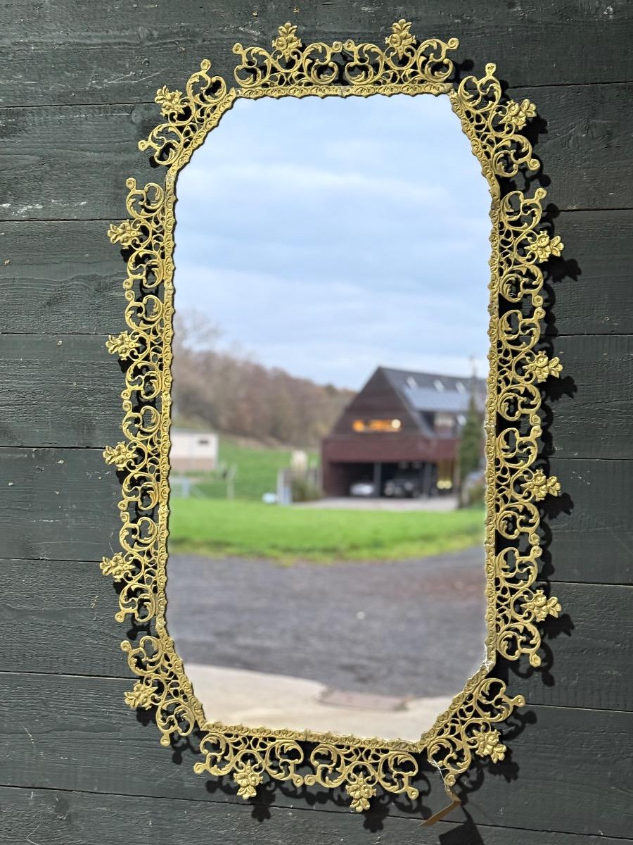 Pair of brass mirrors 