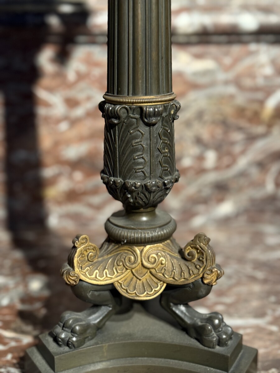 Pair of bronze empire candelabras 