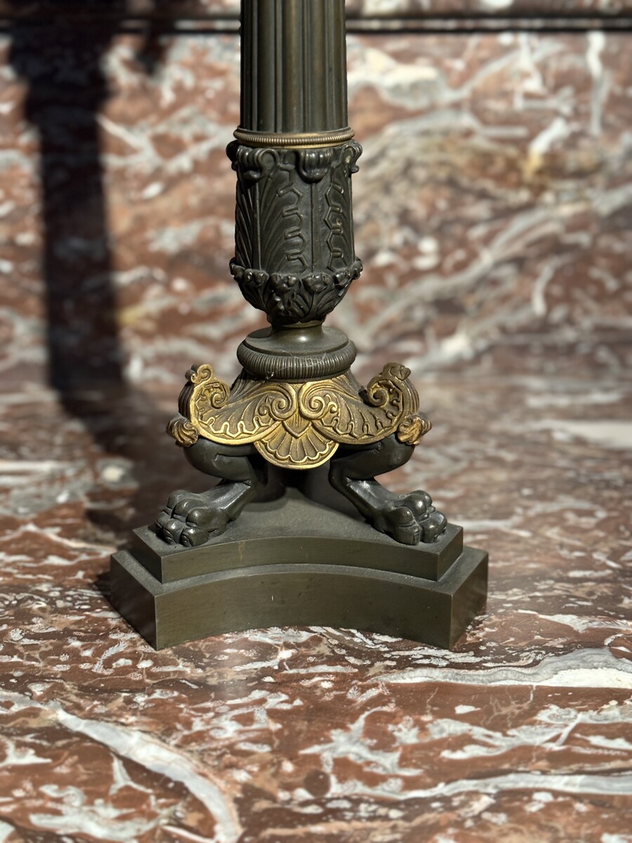 Pair of bronze empire candelabras 