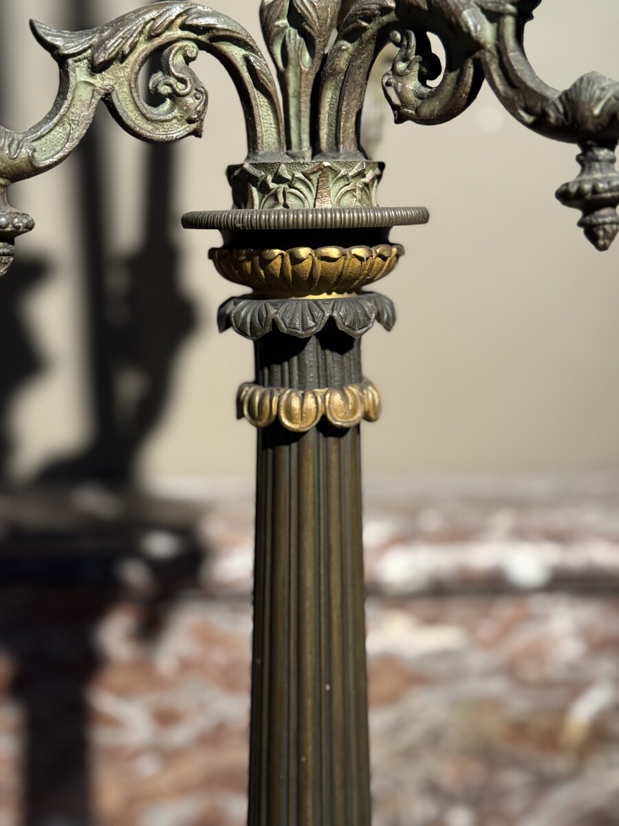 Pair of bronze empire candelabras 