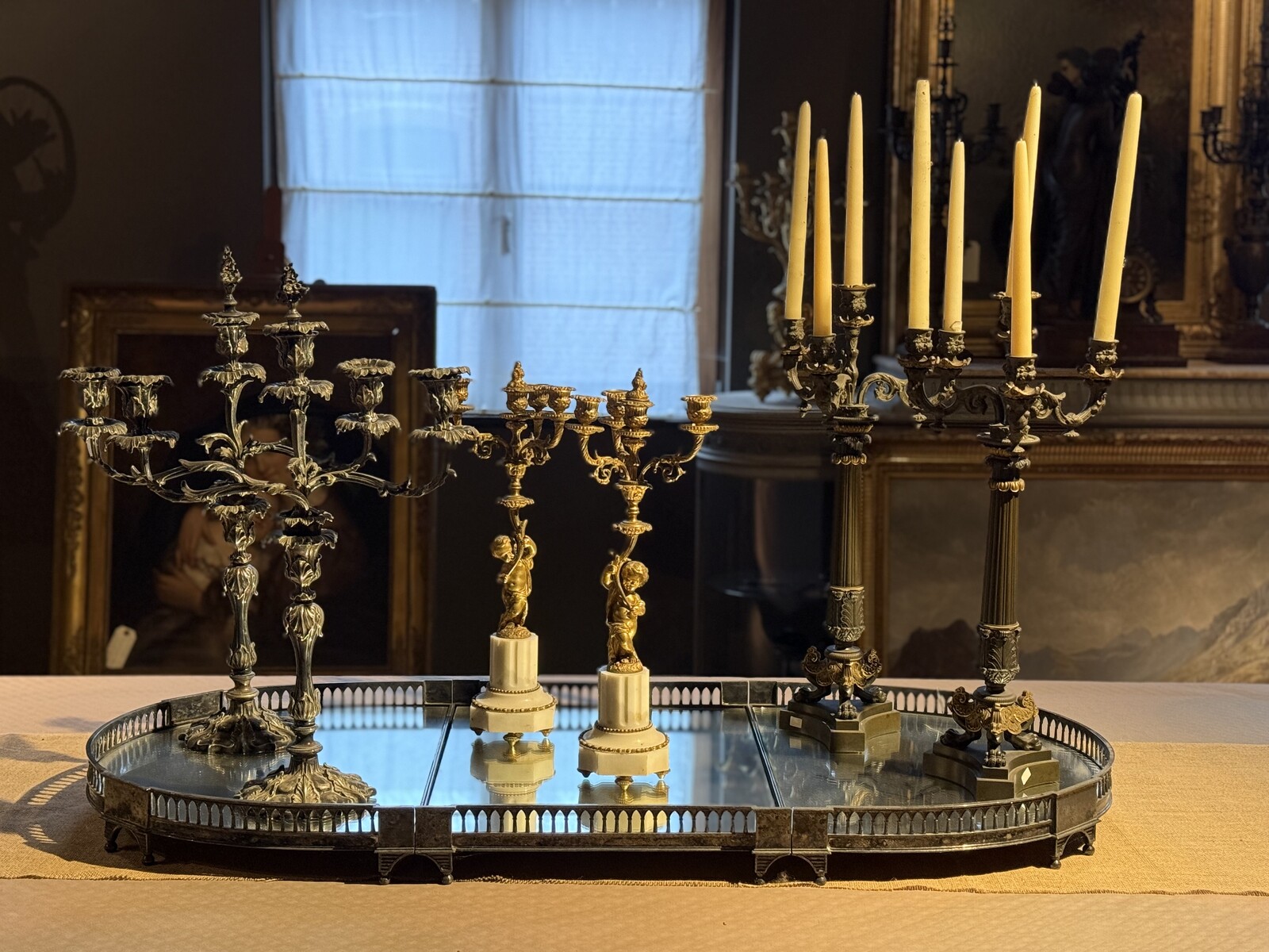 Pair of bronze empire candelabras 