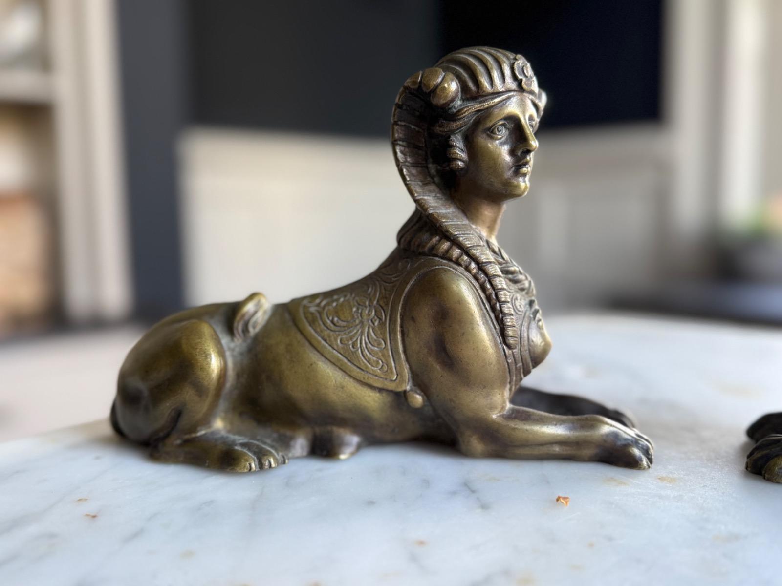 Pair of bronze Sphinges 