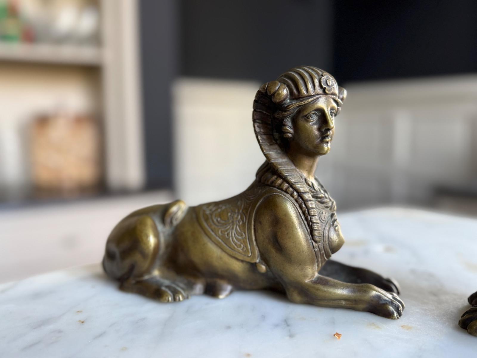 Pair of bronze Sphinges 