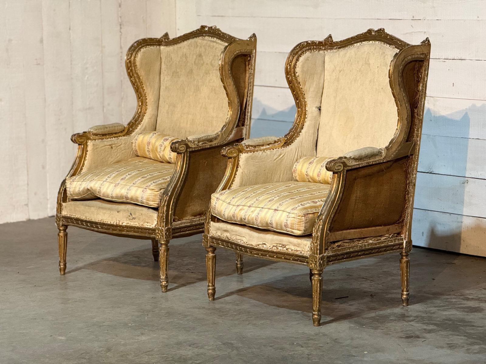 Pair of french Louis xvi bergères 