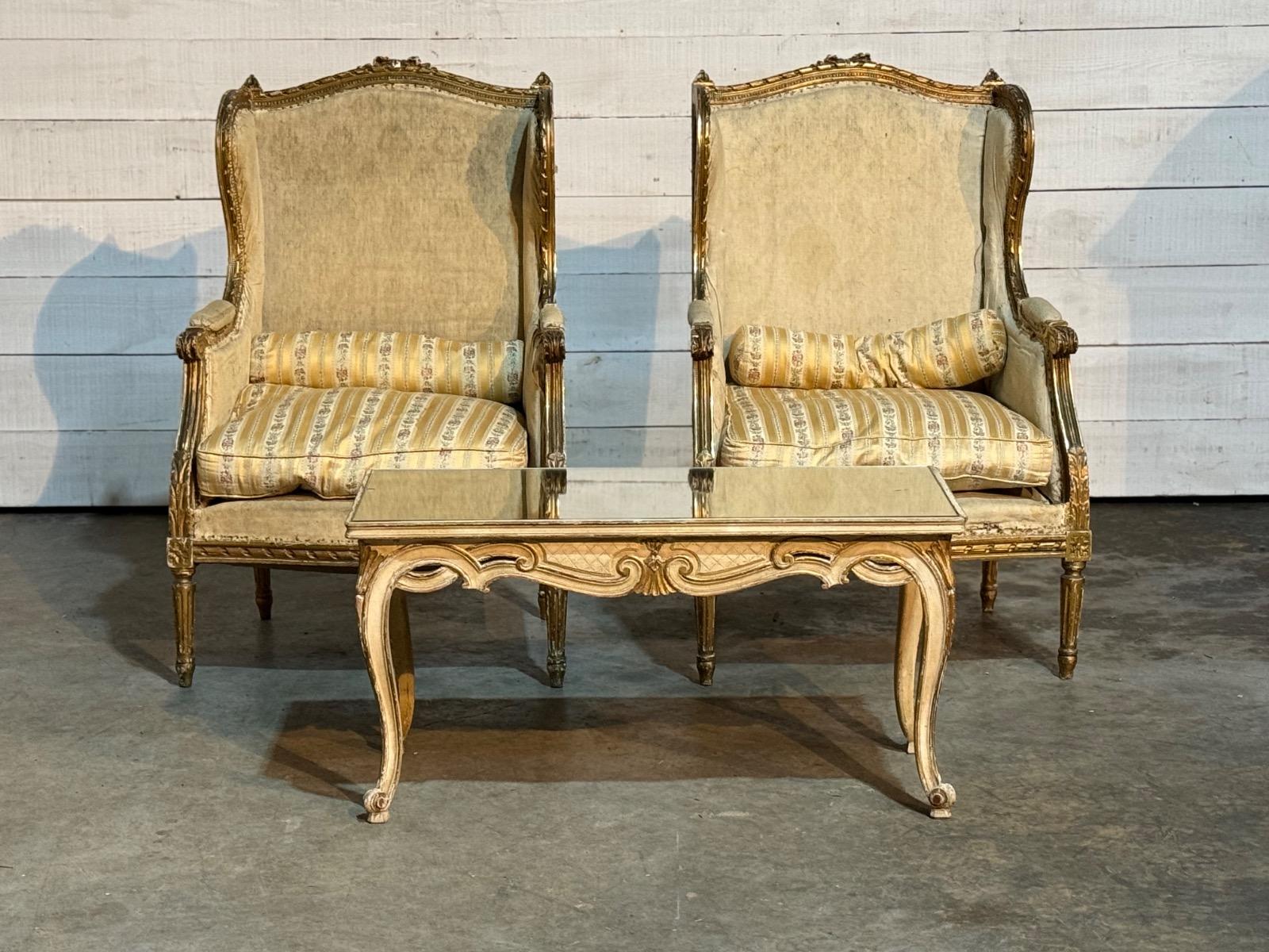 Pair of french Louis xvi bergères 