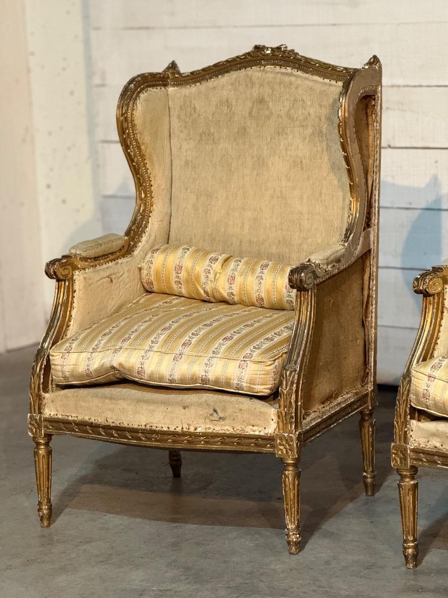 Pair of french Louis xvi bergères 