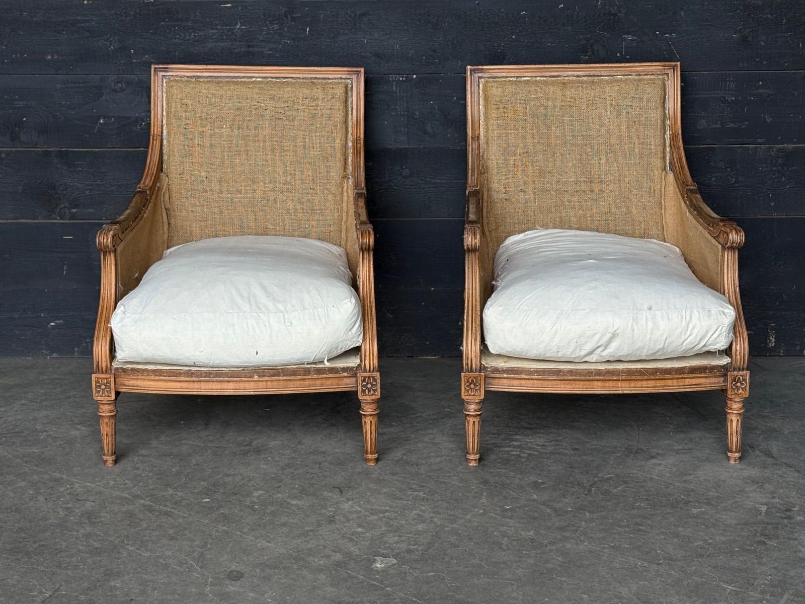 Pair of french Louis XVI Bergères circa 1930-1940