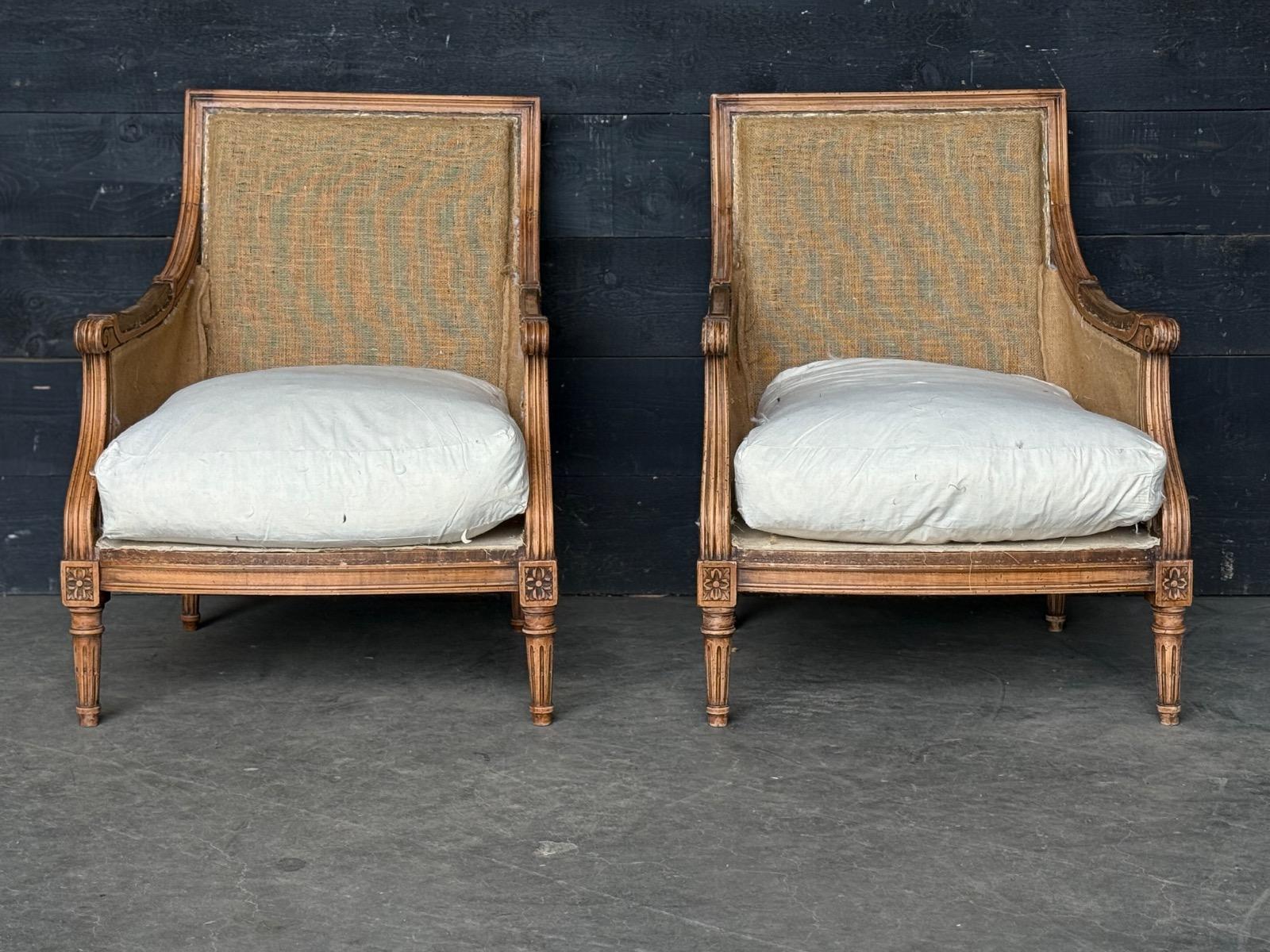 Pair of french Louis XVI Bergères circa 1930-1940