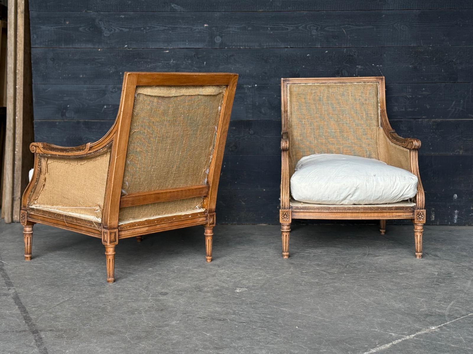 Pair of french Louis XVI Bergères circa 1930-1940