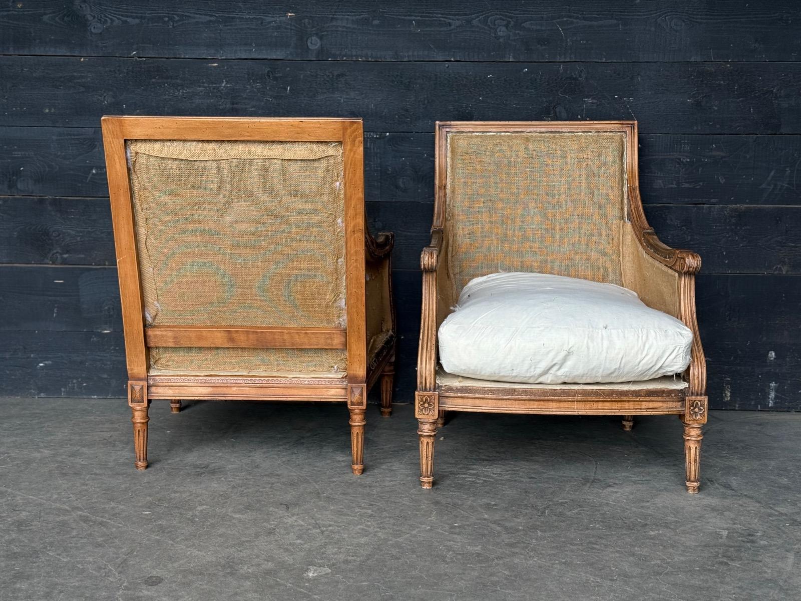Pair of french Louis XVI Bergères circa 1930-1940