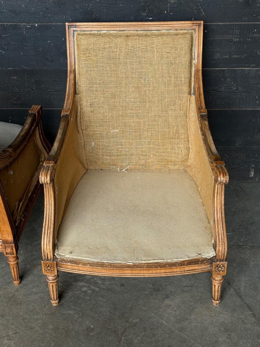 Pair of french Louis XVI Bergères circa 1930-1940