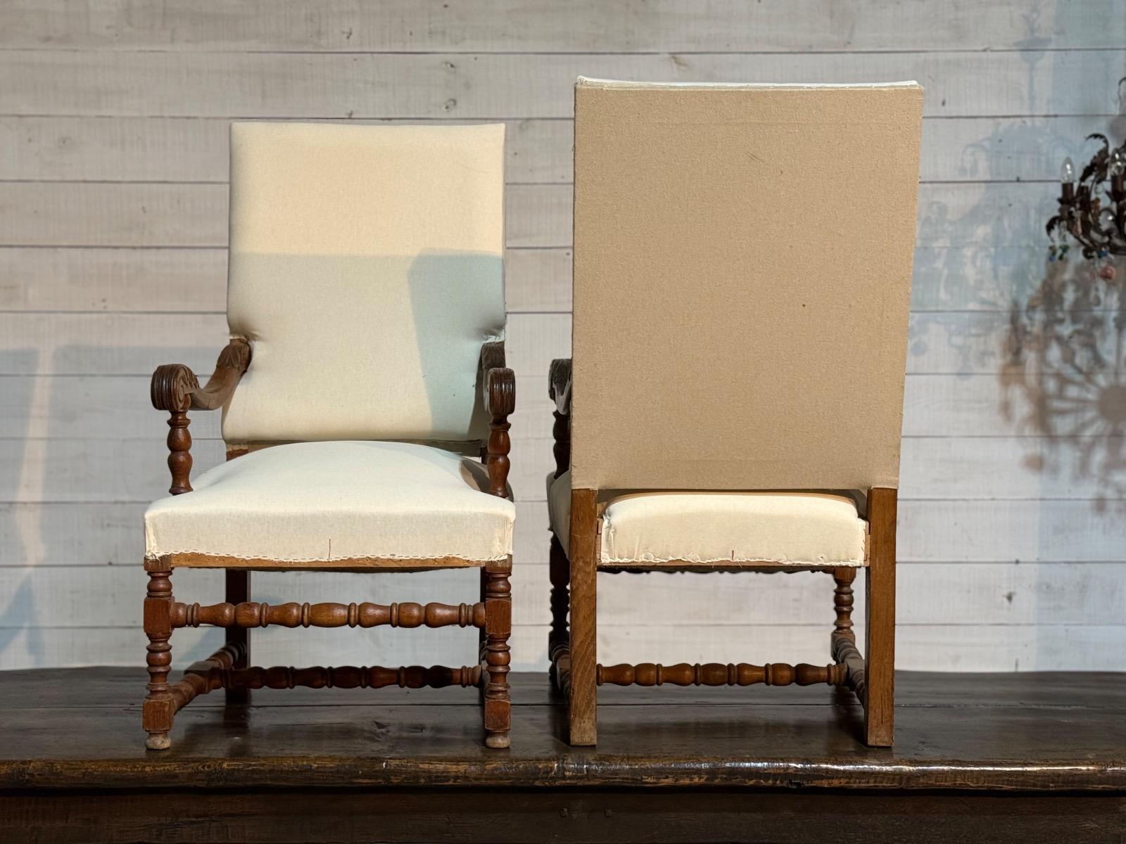 Pair of french rustic armchairs 