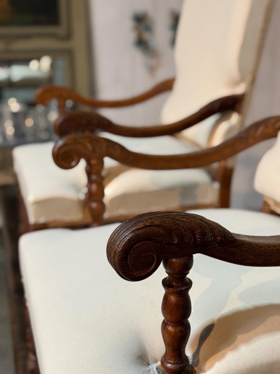 Pair of french rustic armchairs 