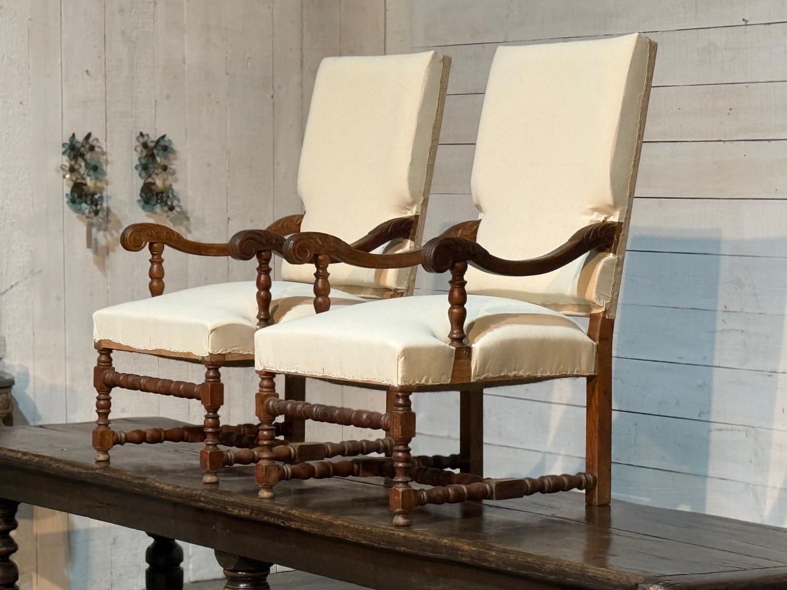 Pair of french rustic armchairs 
