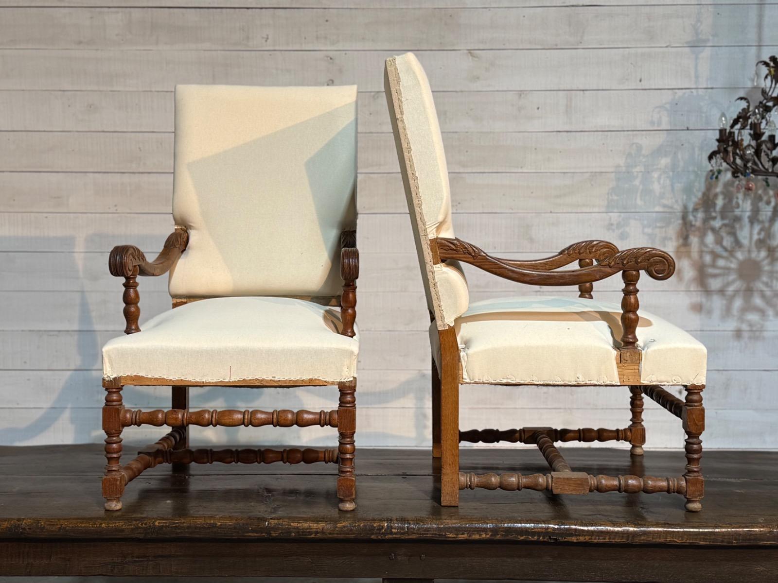 Pair of french rustic armchairs 
