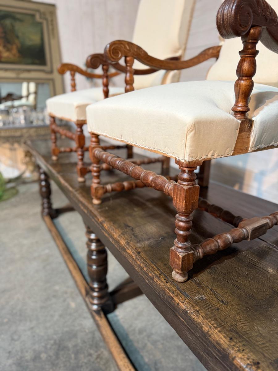 Pair of french rustic armchairs 