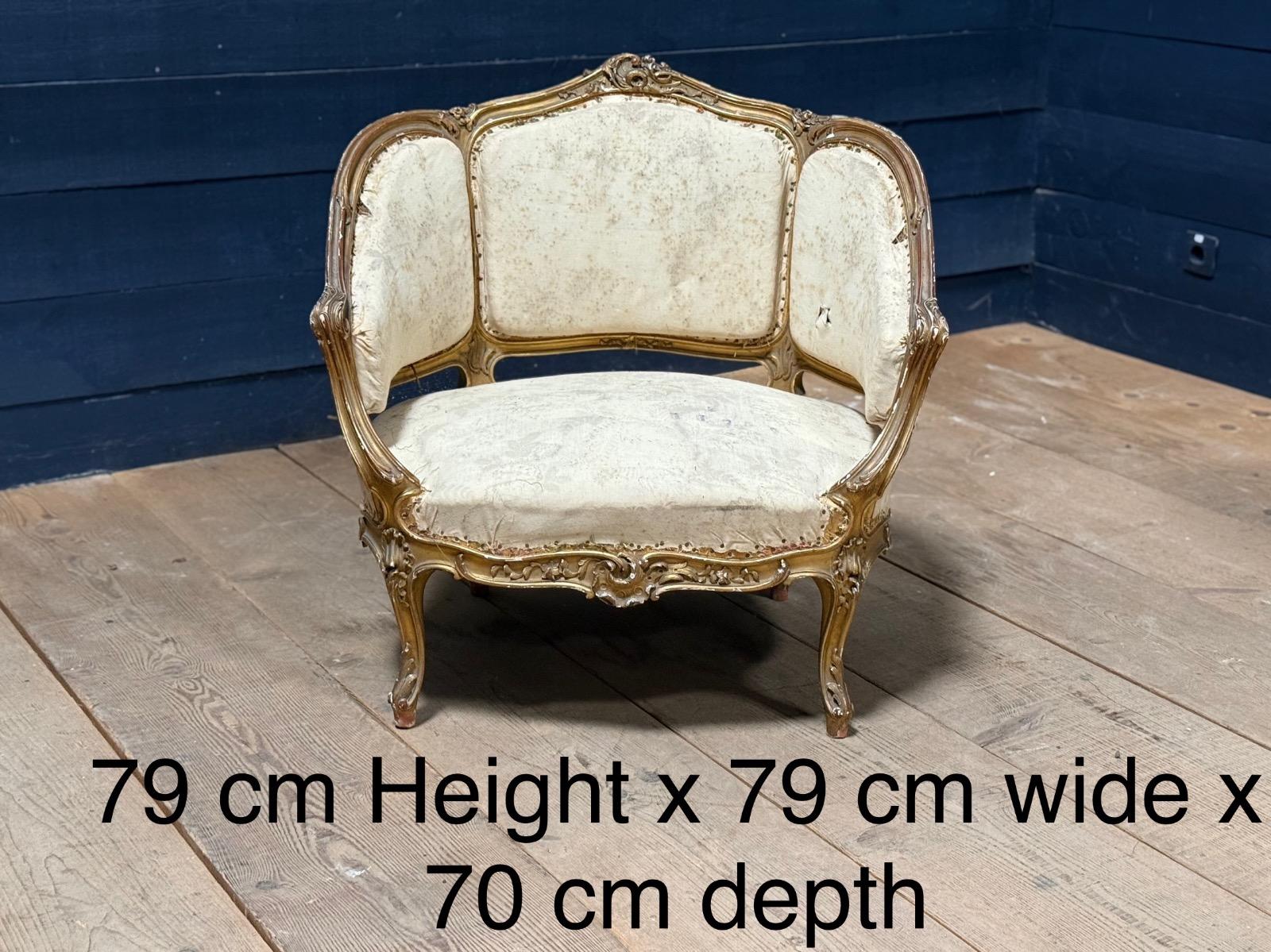 Pair of gilt wood french Louis XV corbeille armchairs 