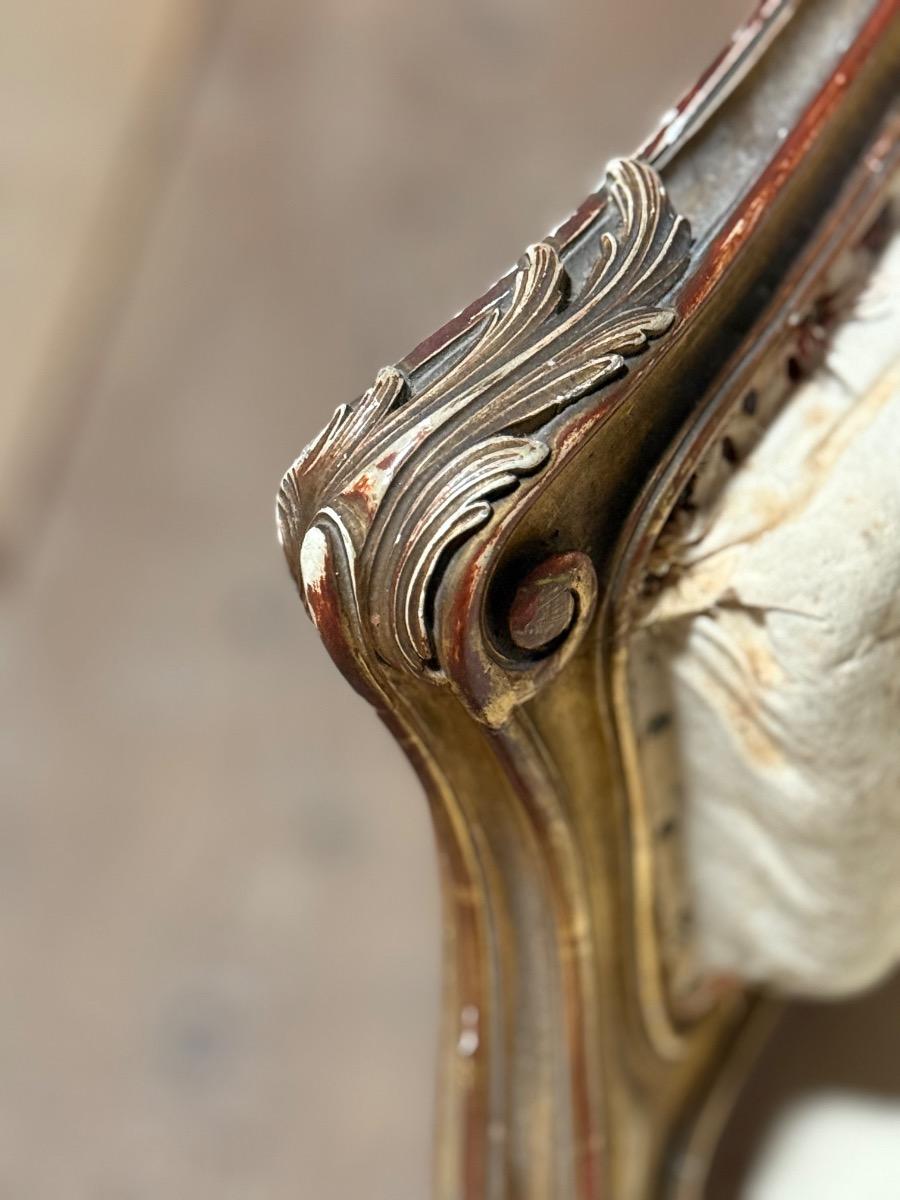 Pair of gilt wood french Louis XV corbeille armchairs 