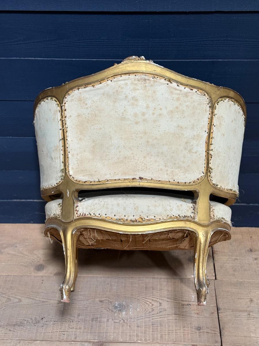 Pair of gilt wood french Louis XV corbeille armchairs 