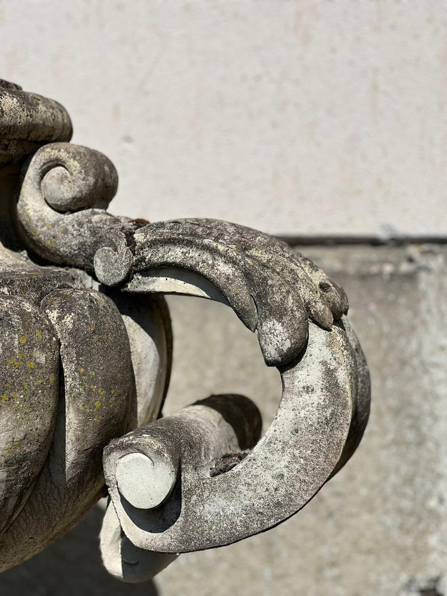 Pair of large concrete garden vases 