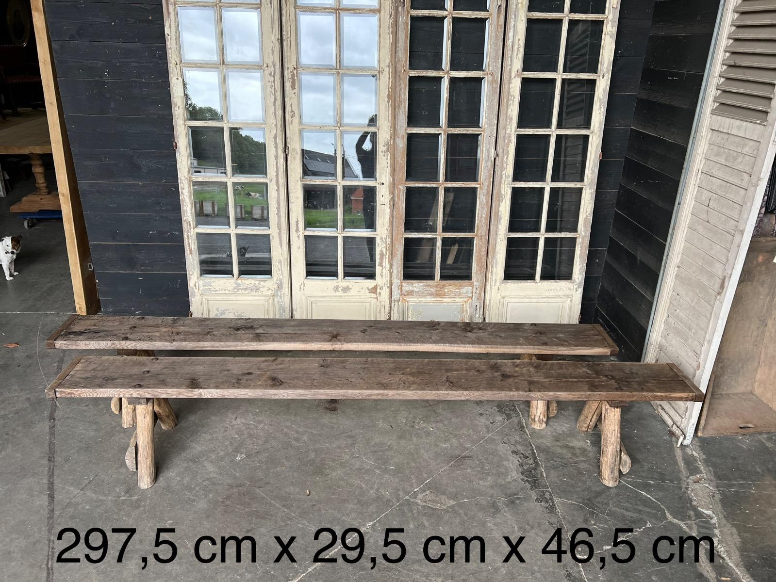 Pair of long wooden benches