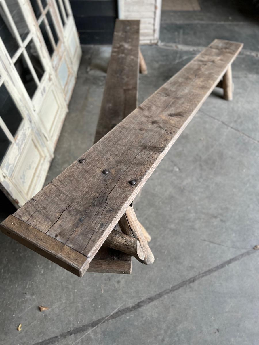 Pair of long wooden benches