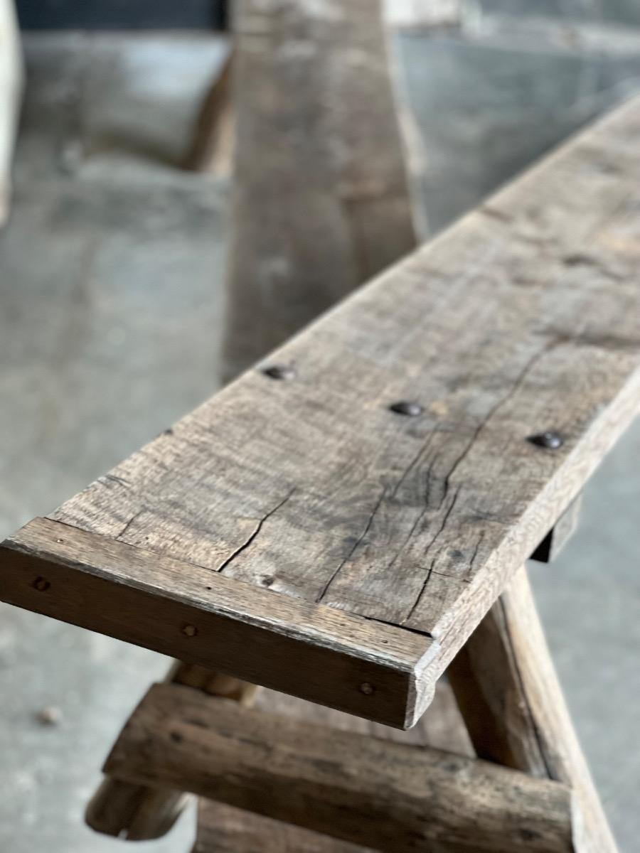 Pair of long wooden benches