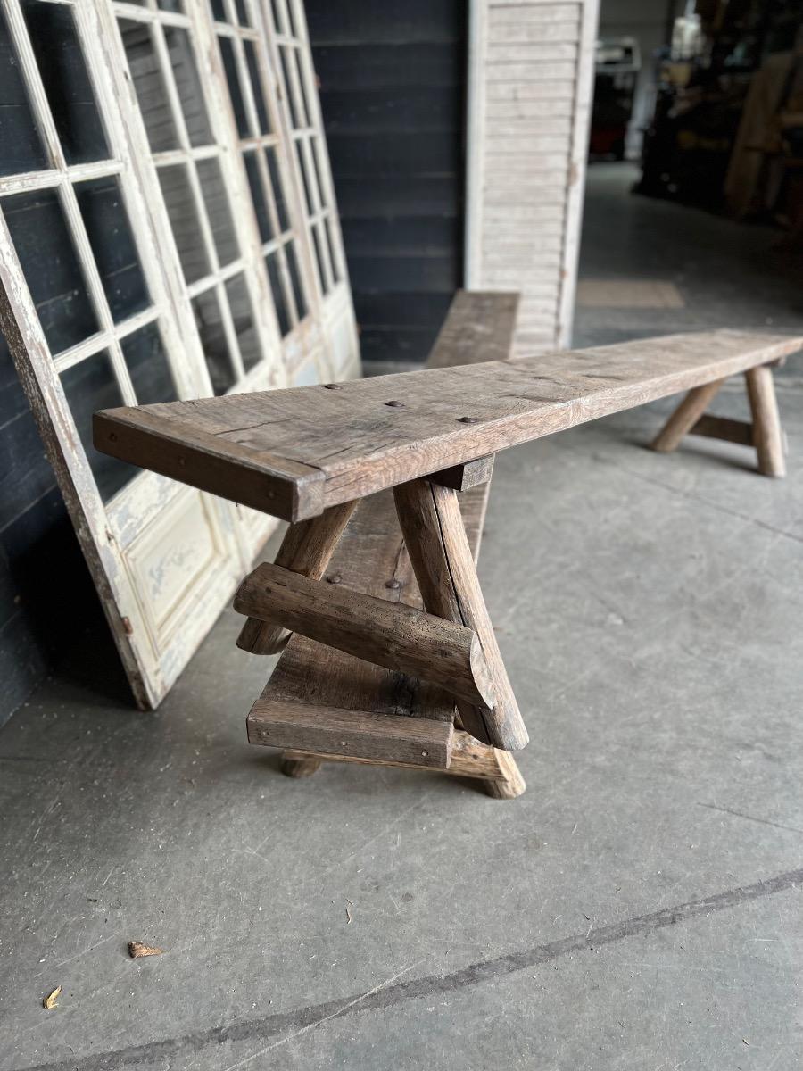 Pair of long wooden benches