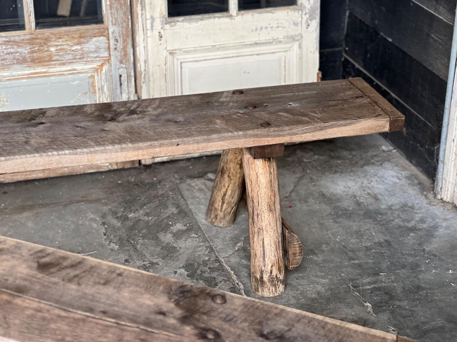 Pair of long wooden benches
