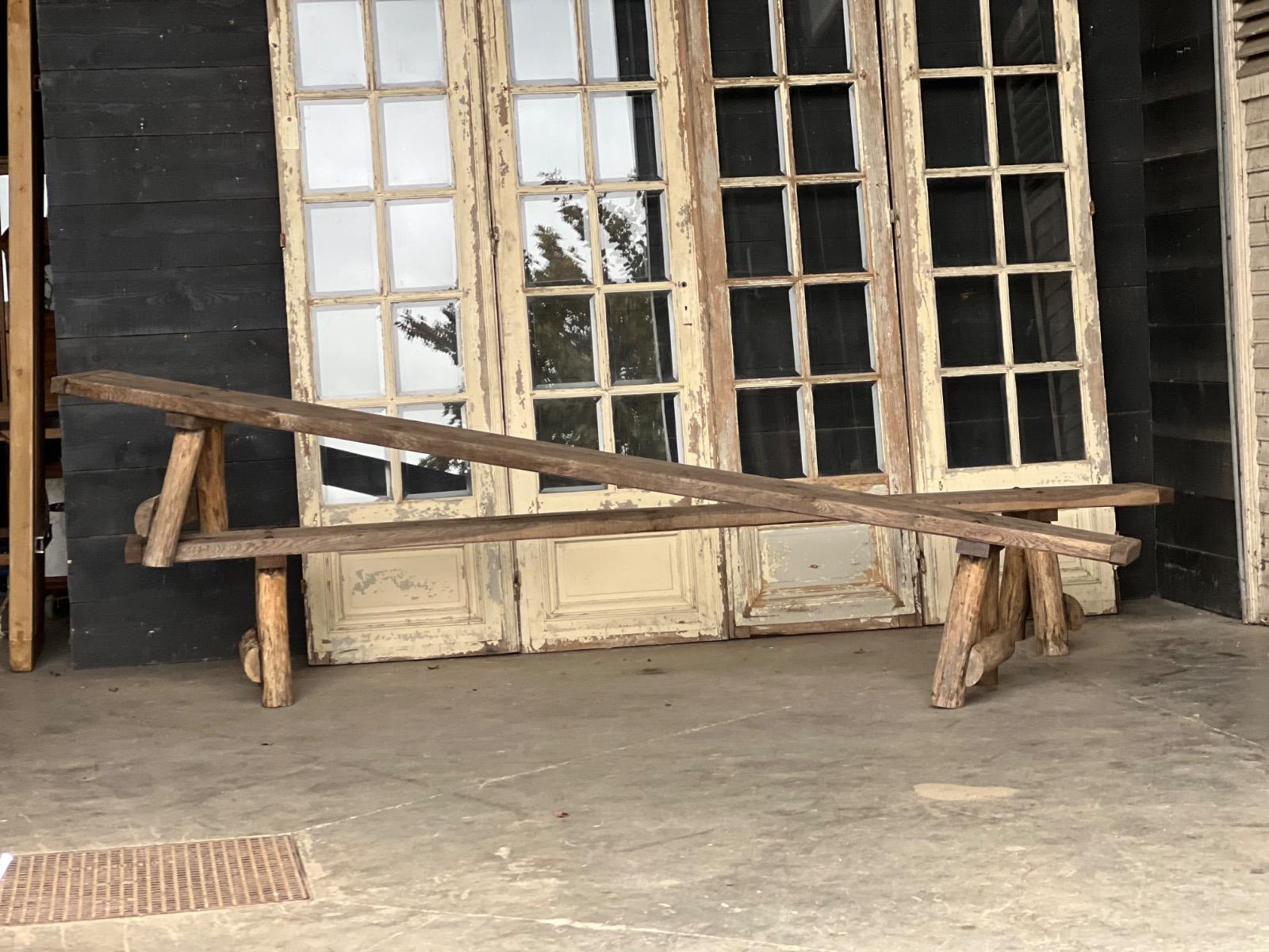 Pair of long wooden benches