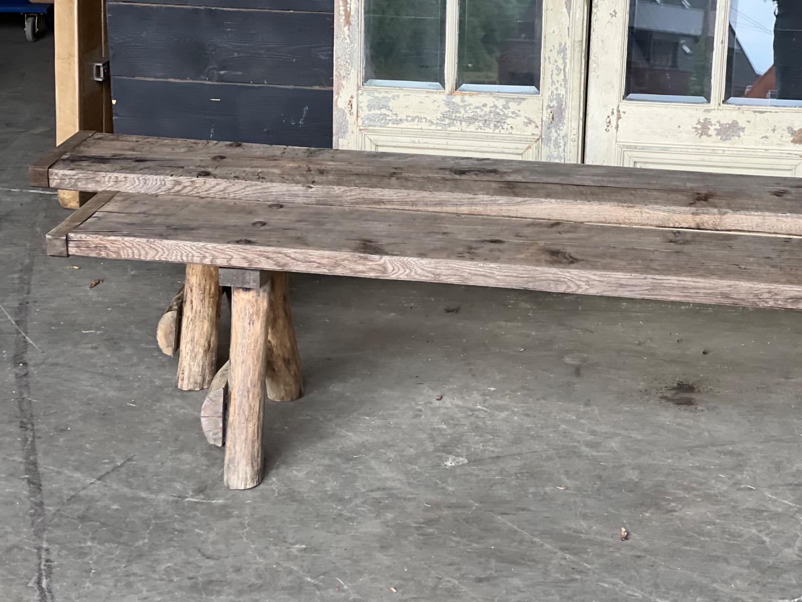 Pair of long wooden benches