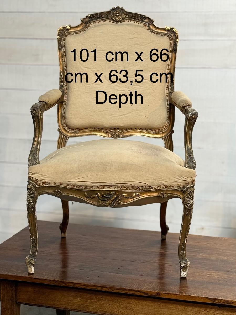 Pair of Louis XV giltwood armchairs 