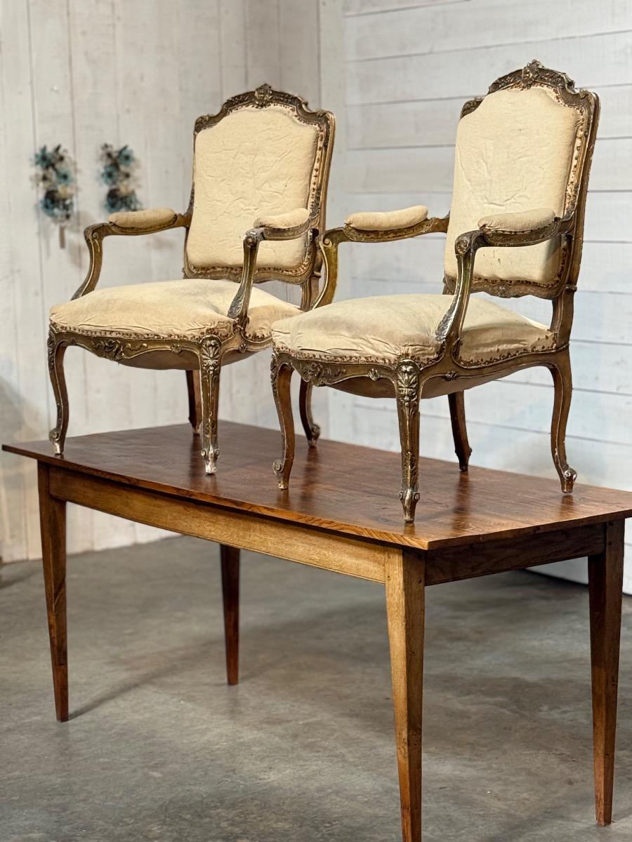 Pair of Louis XV giltwood armchairs 