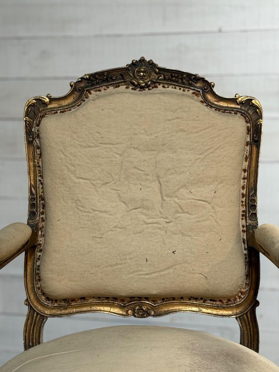 Pair of Louis XV giltwood armchairs 