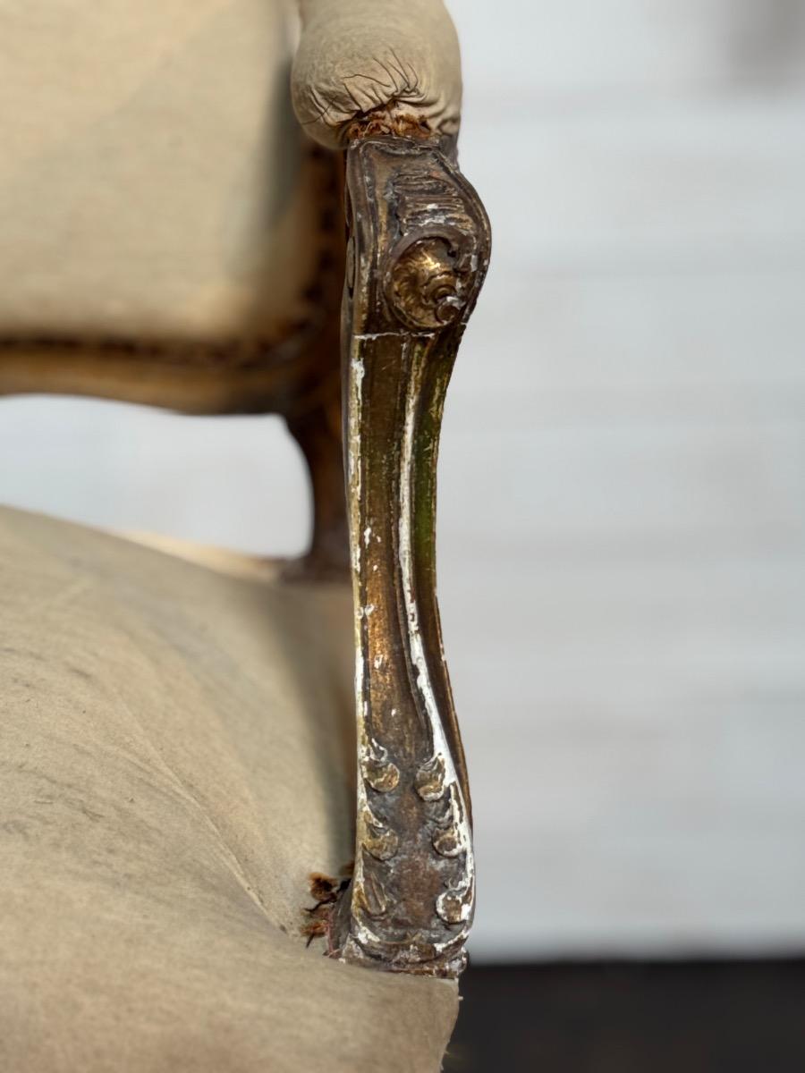 Pair of Louis XV giltwood armchairs 