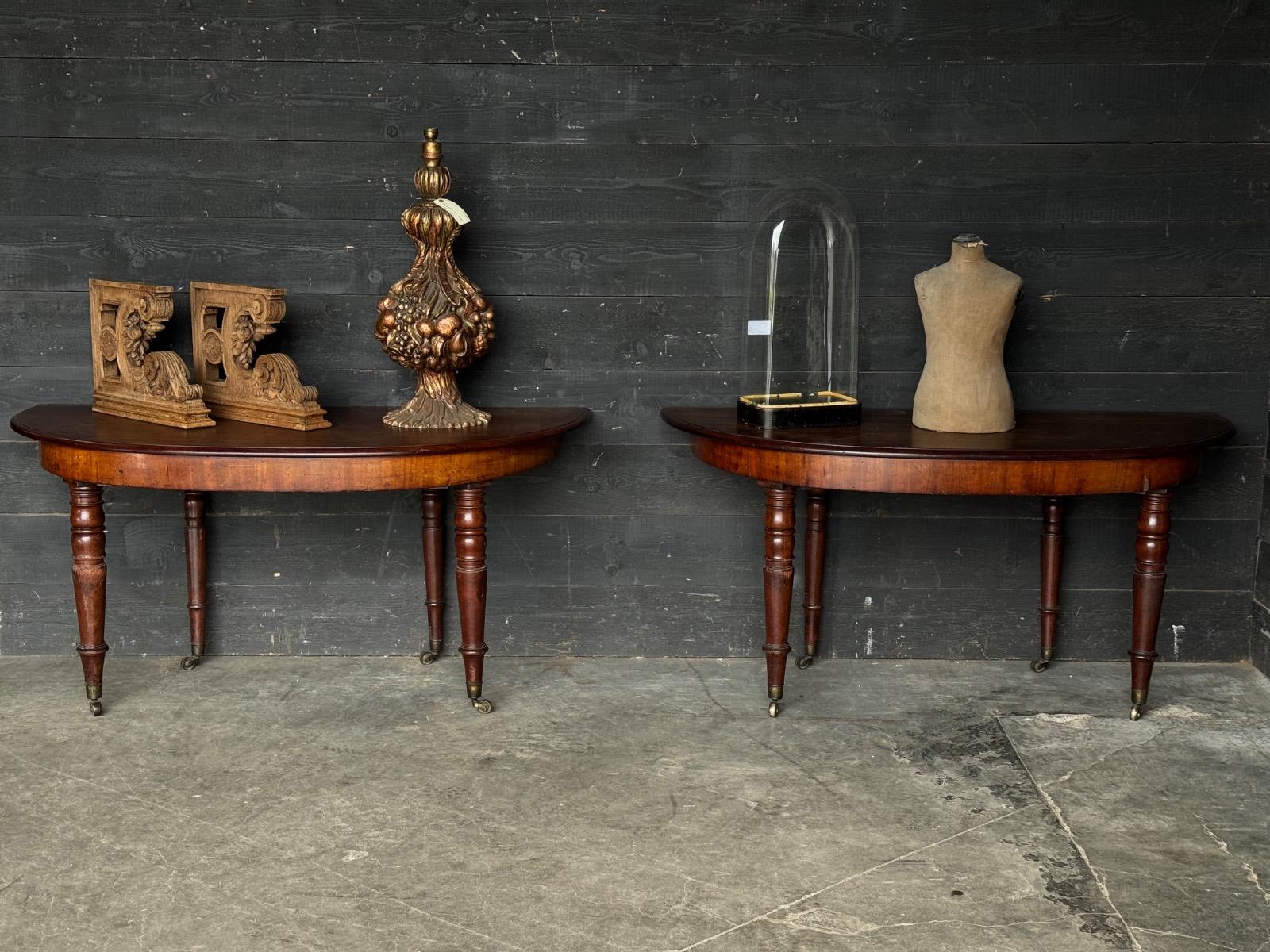 Pair of mahogany english console tables 