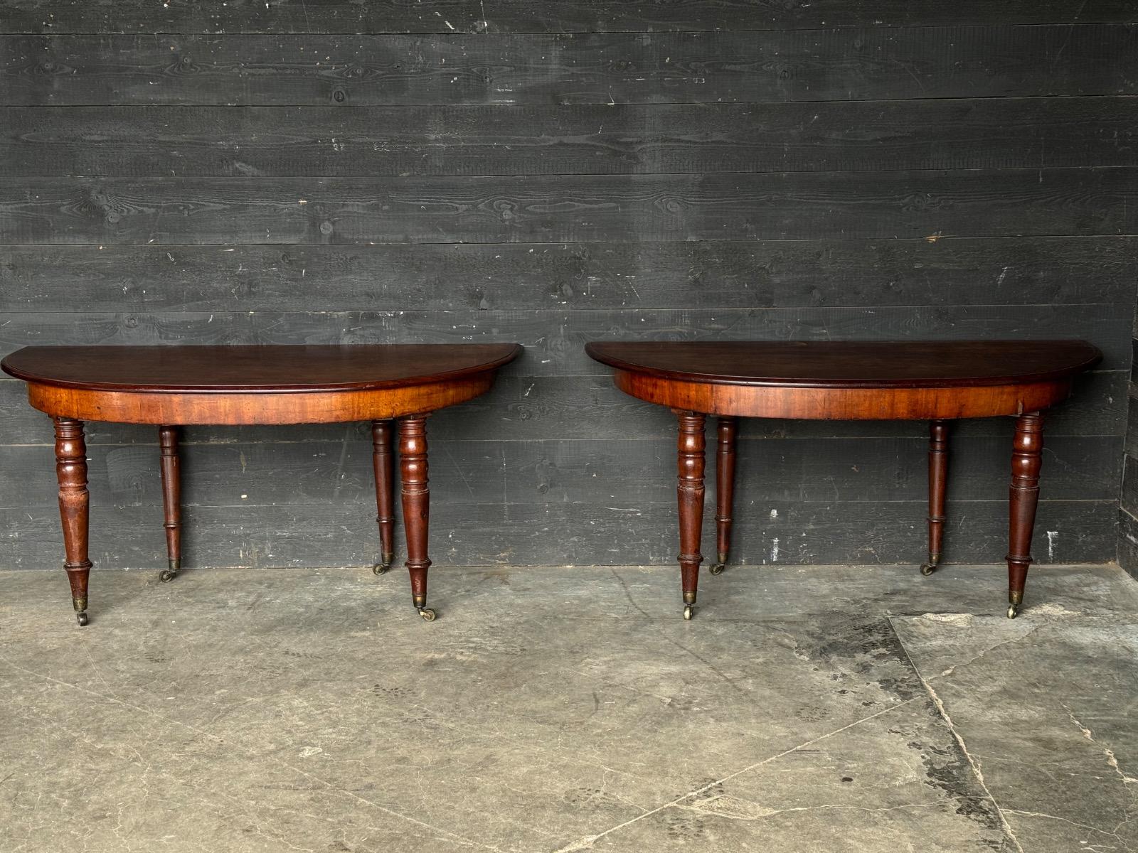 Pair of mahogany english console tables 