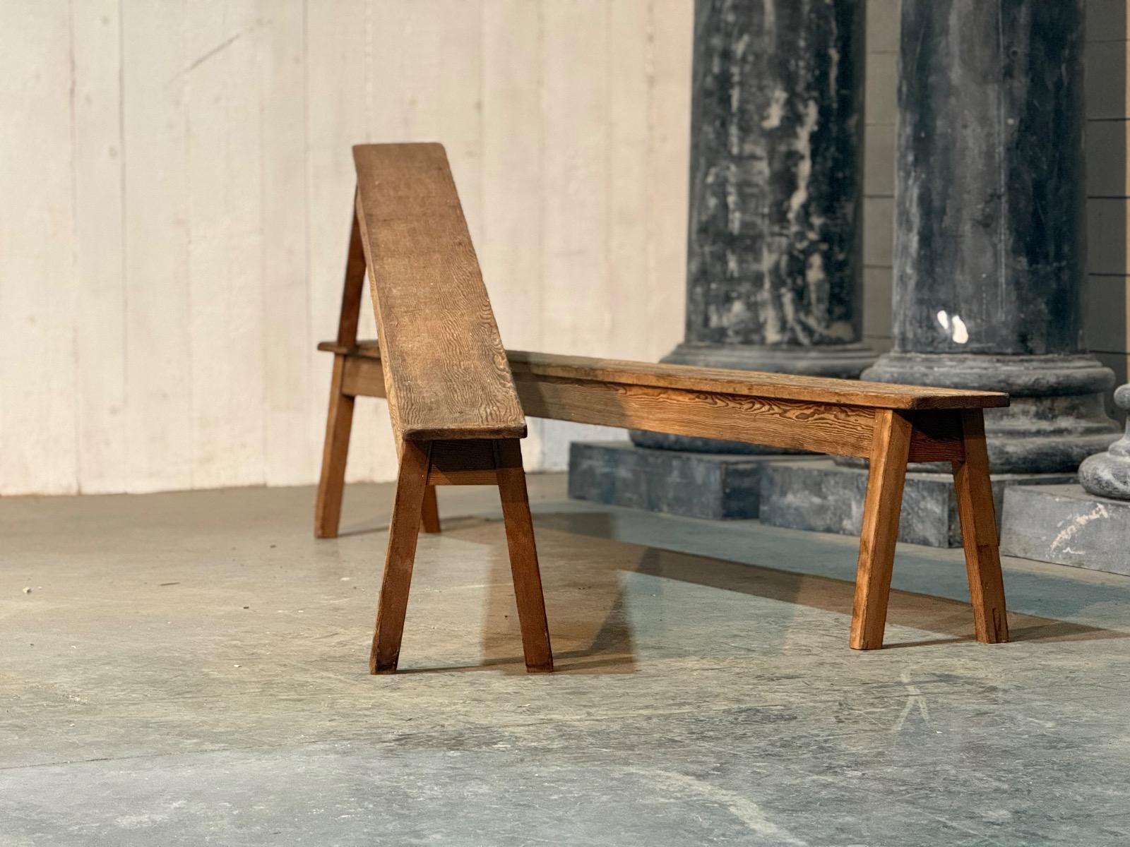 Pair pitch-pine farm benches