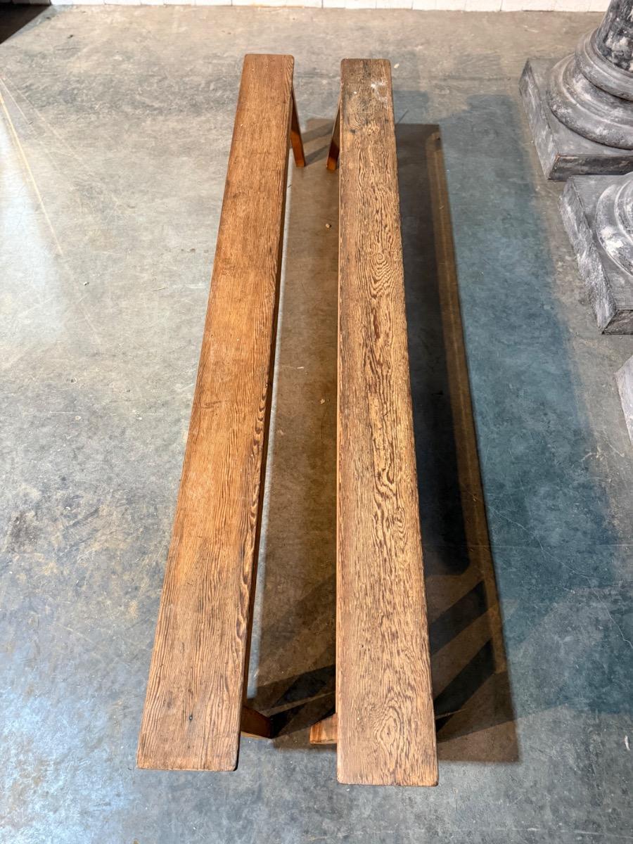 Pair pitch-pine farm benches