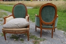 Paire de bergères de style Louis 16