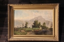 Paire de tableaux paysage de campagne fin du 19ème siècle