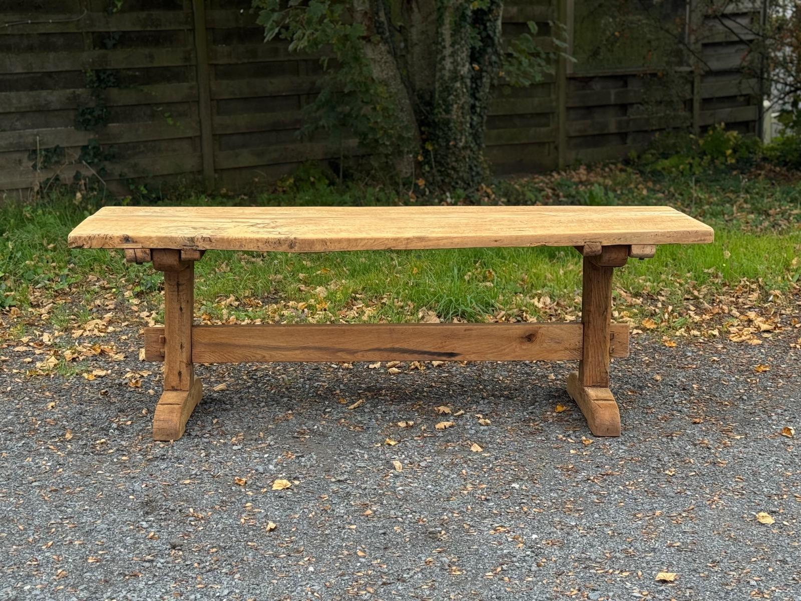 Rustic oak trestle table 