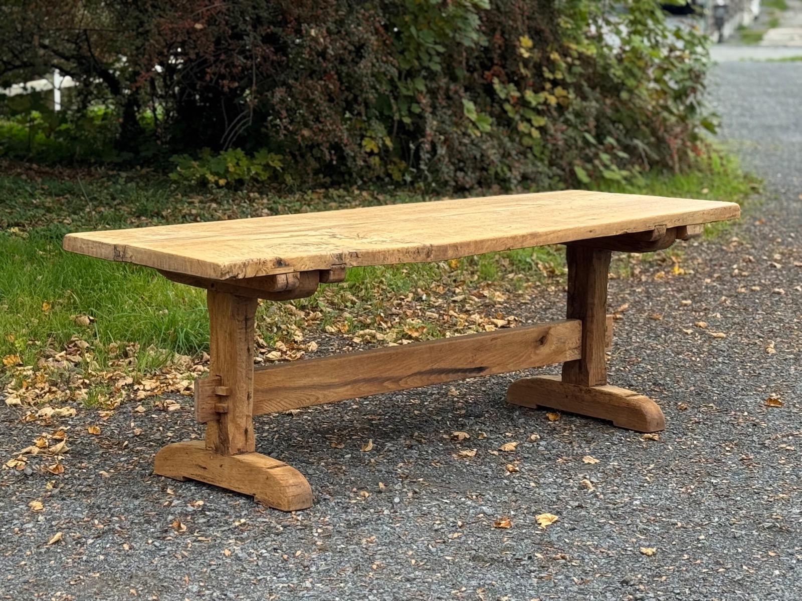 Rustic oak trestle table 