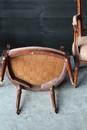 Série de fauteuils en orme du milieu du 19 ème avec dossier en forme de lyre