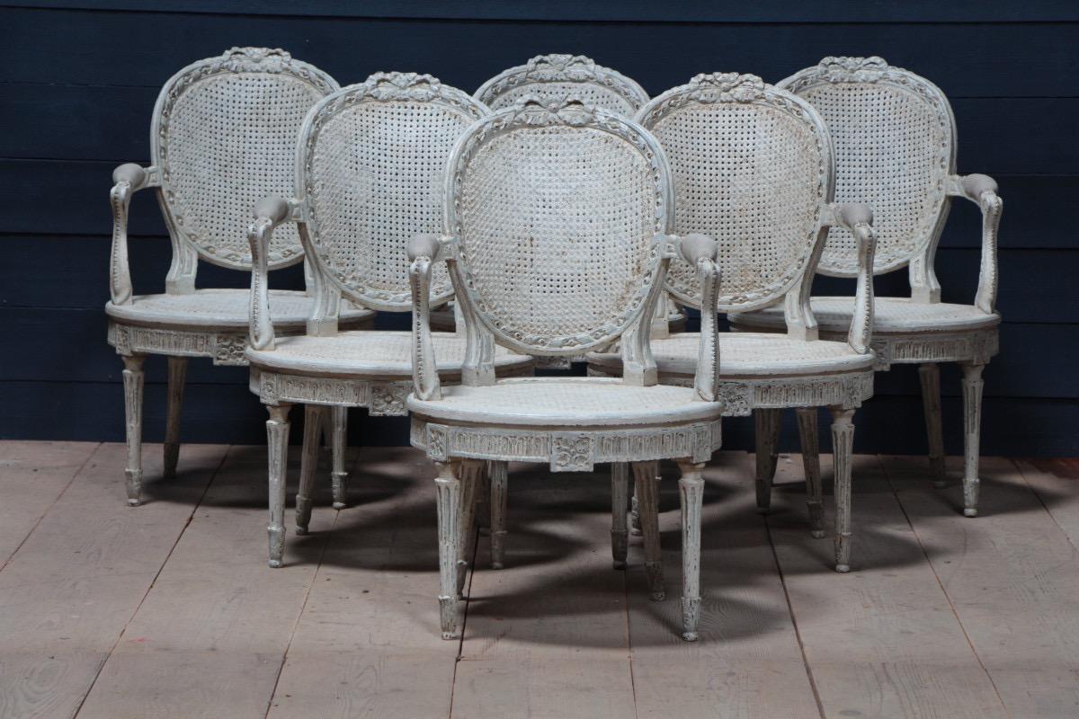 Six painted armchairs 