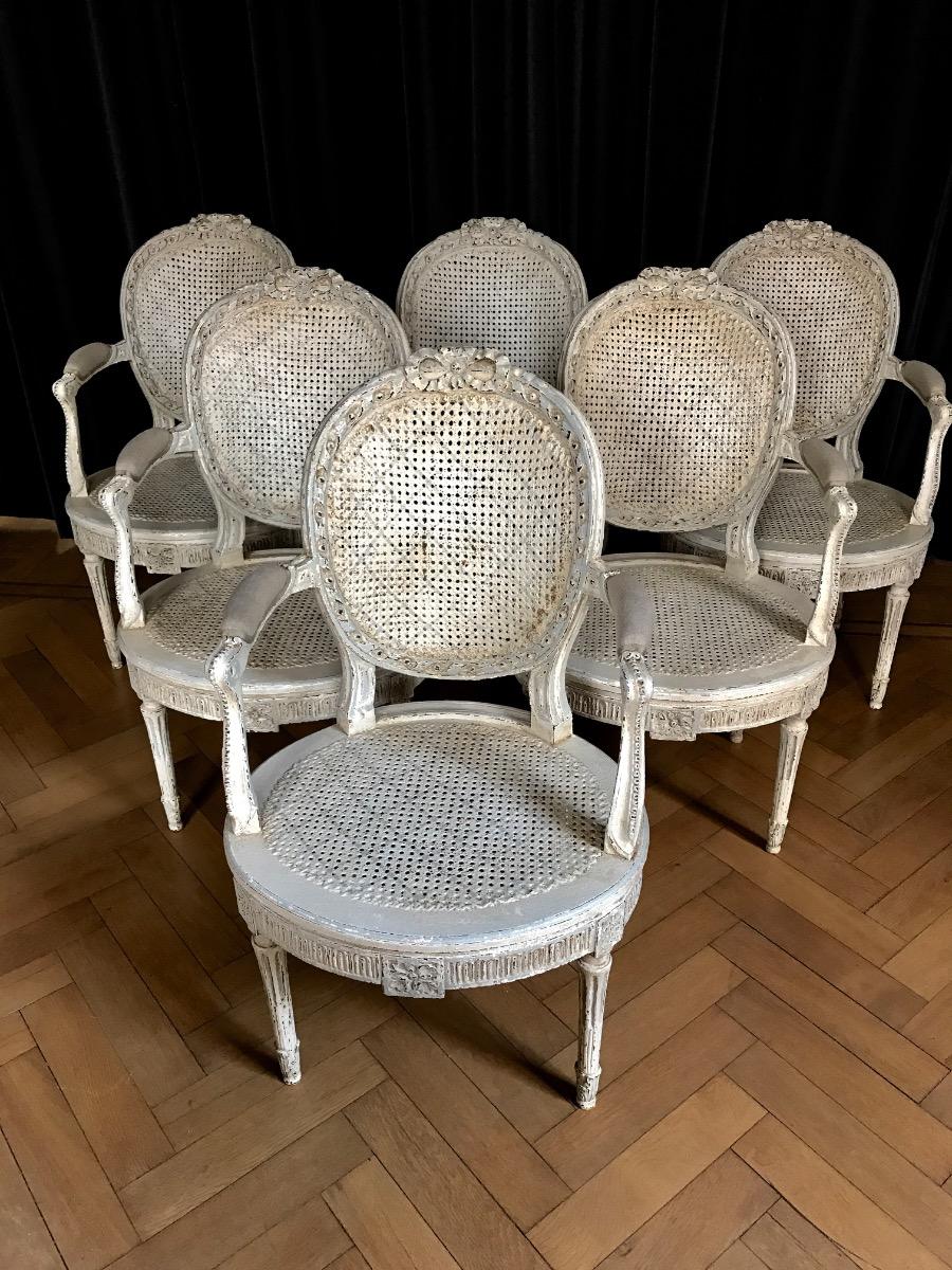 Six painted armchairs 