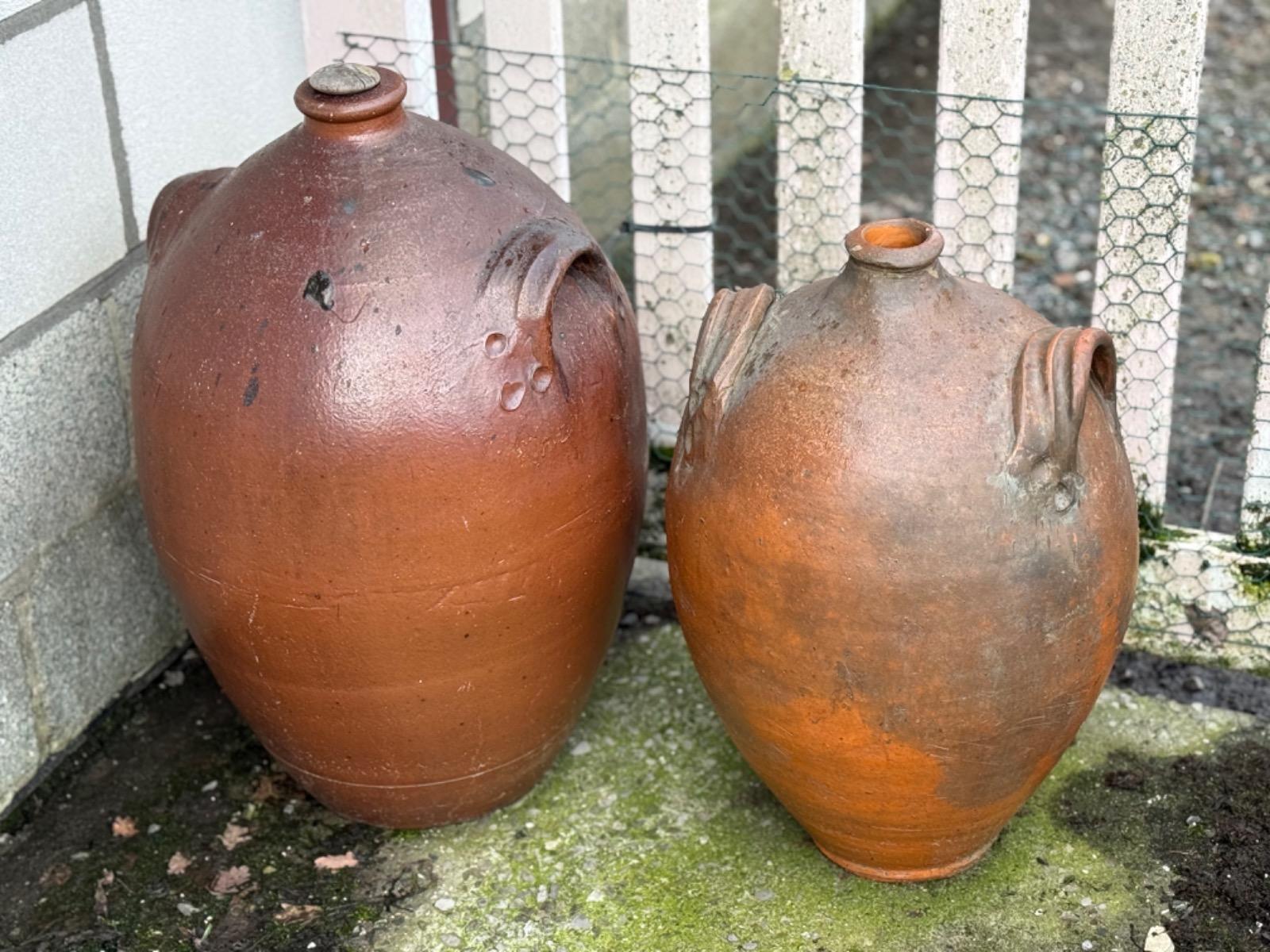 Very large stoneware pot with handles 